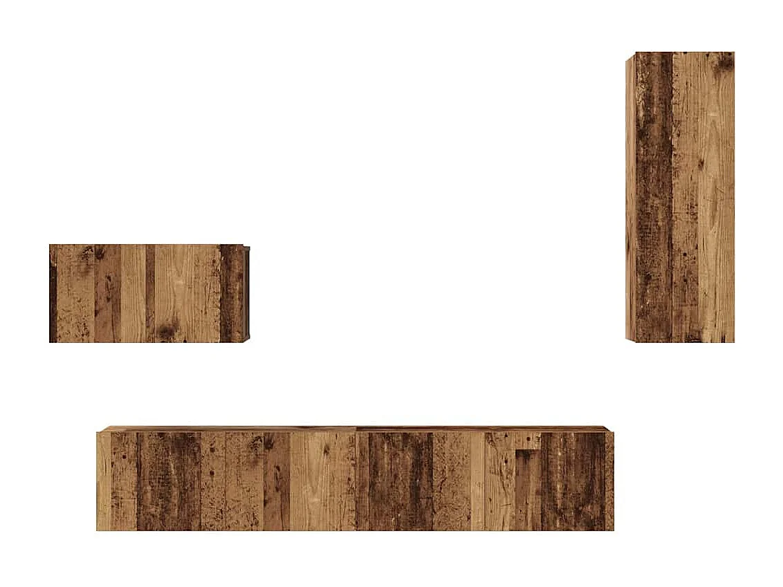 Meuble TV mural 4 pièces Bois ancien 200 x 30 x 30 cm