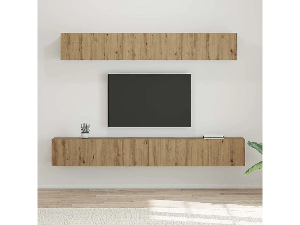 Tv-meubelset Wandgemonteerd 5 pcs artisanaal eikenkleurig
