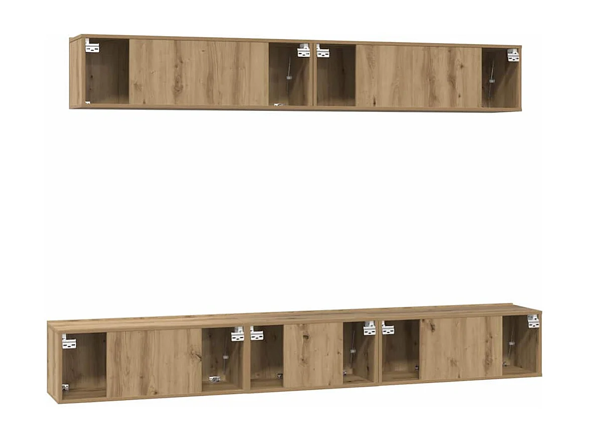 Tv-meubelset Wandgemonteerd 5 pcs artisanaal eikenkleurig