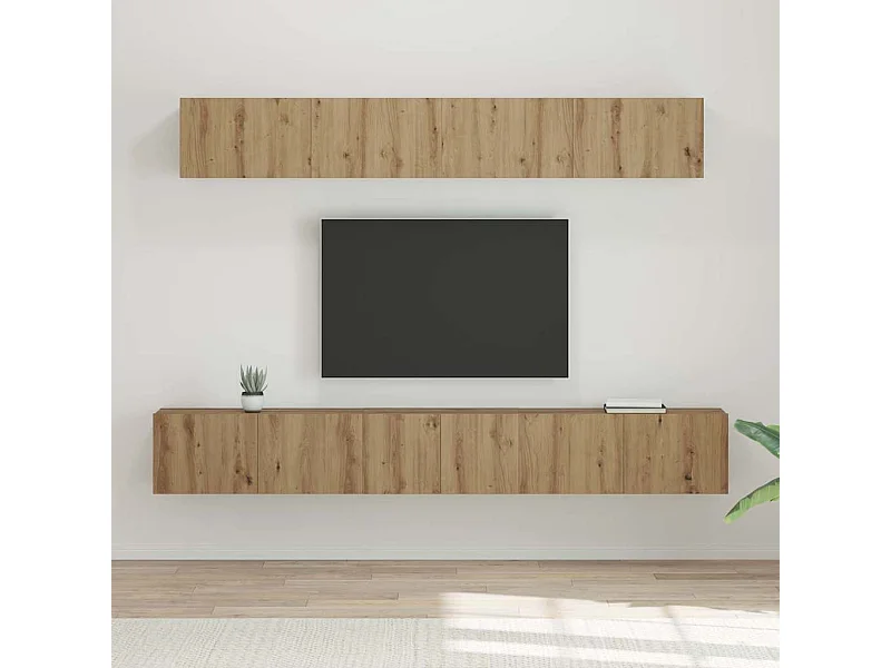 Tv-meubelset Wandgemonteerd 5 pcs artisanaal eikenkleurig