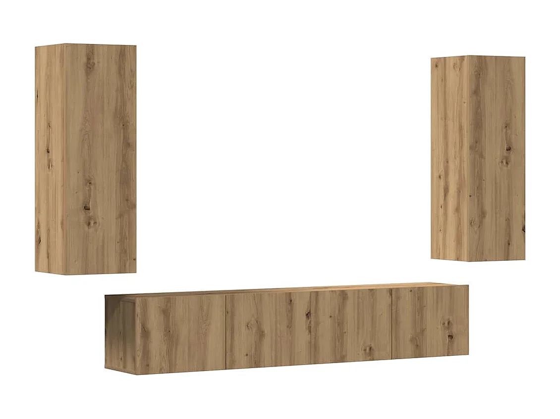 Meubles TV muraux 4 pièces chêne artisanal bois d'ingénierie