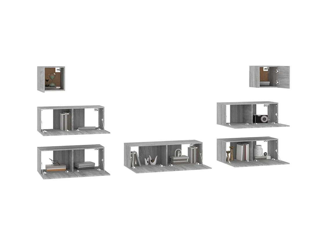 Ensemble de meubles TV 7 pièces Sonoma gris Bois d'ingénierie