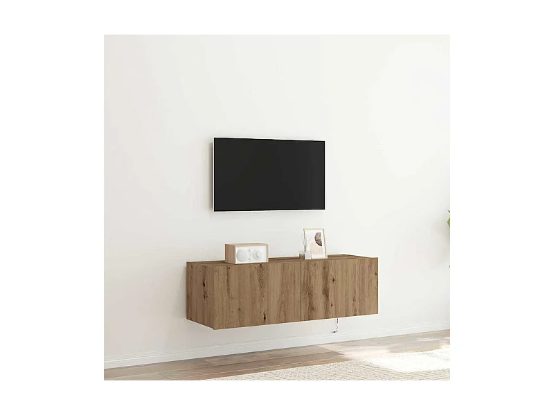 Armário de TV de Parede carvalho artisiano 100 x 35 x 31 cm