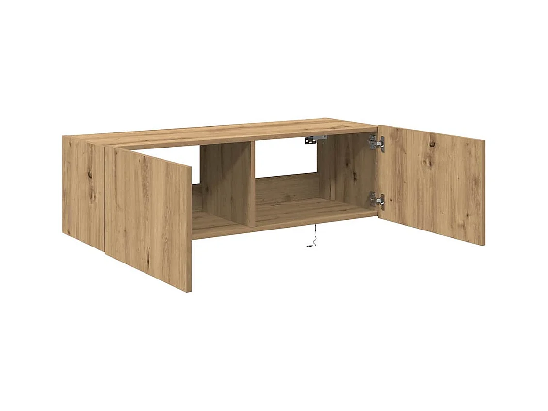 Meuble TV mural Montage mural chêne artisanal 100 x 35 x 31 cm