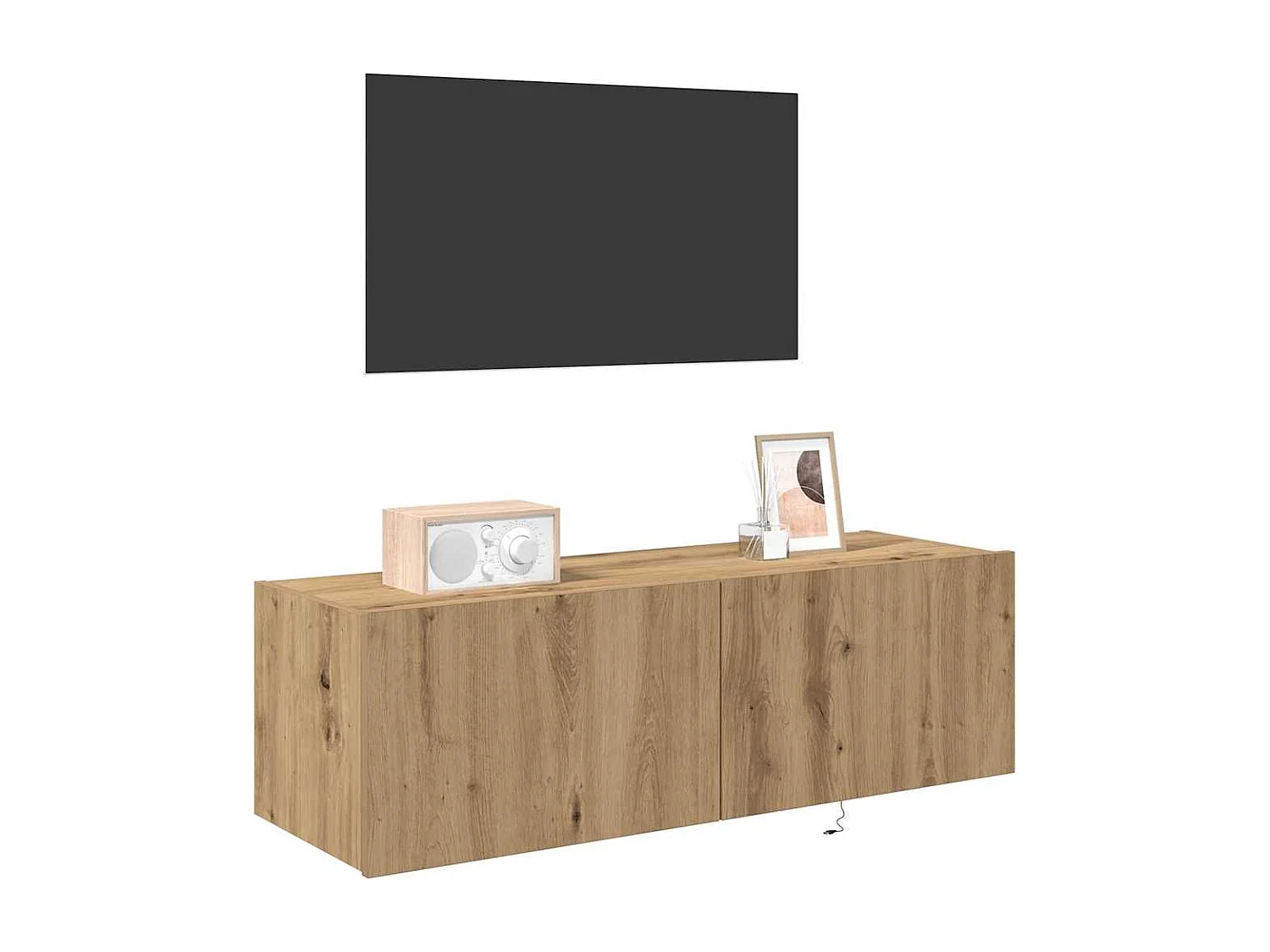 Meuble TV mural Montage mural chêne artisanal 100 x 35 x 31 cm