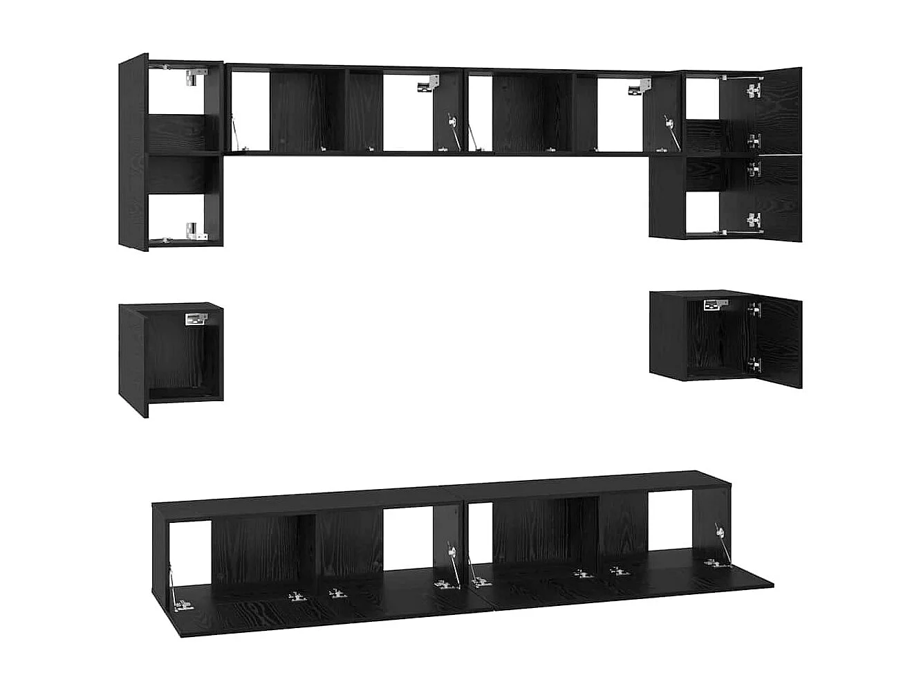 Ensemble meuble TV 8 pièces Chêne noir 100 x 30 x 30 cm