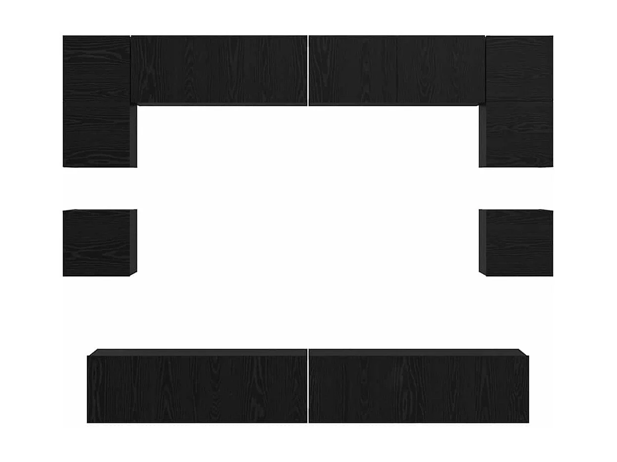 Ensemble meuble TV 8 pièces Chêne noir 100 x 30 x 30 cm