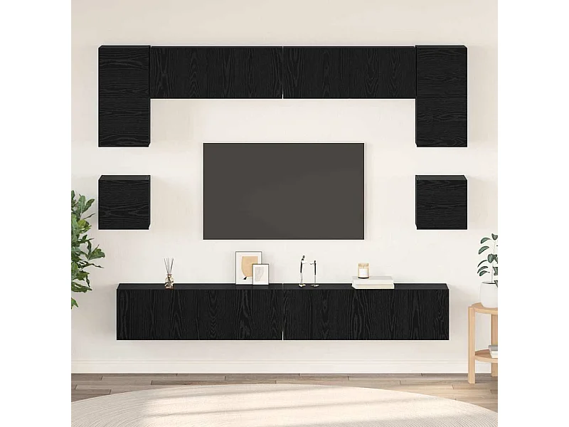 Ensemble meuble TV 8 pièces Chêne noir 100 x 30 x 30 cm