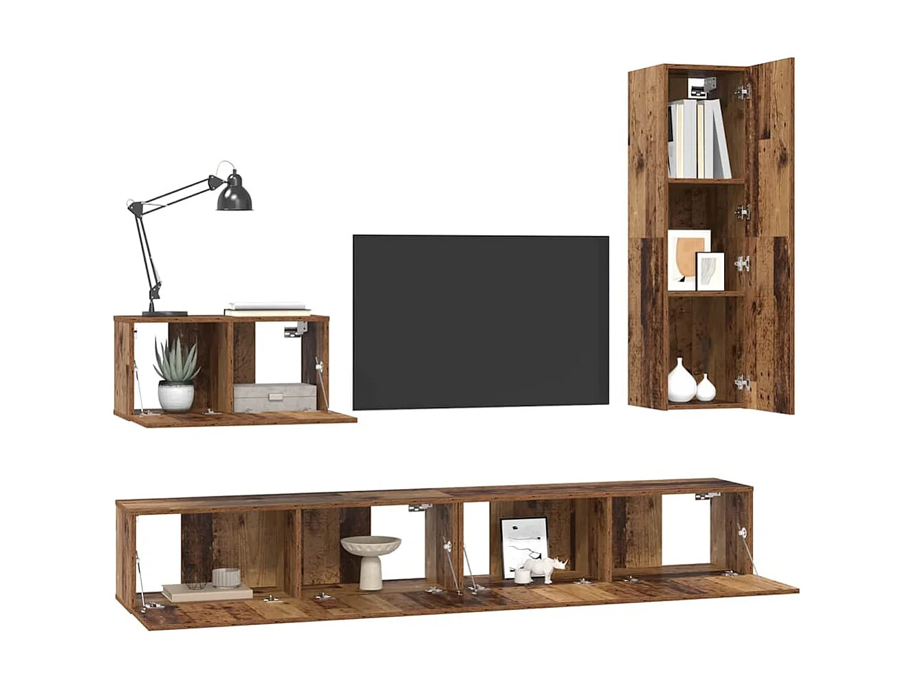 Ensemble de meubles TV 4 pièces Bois ancien 200 x 30 x 30 cm