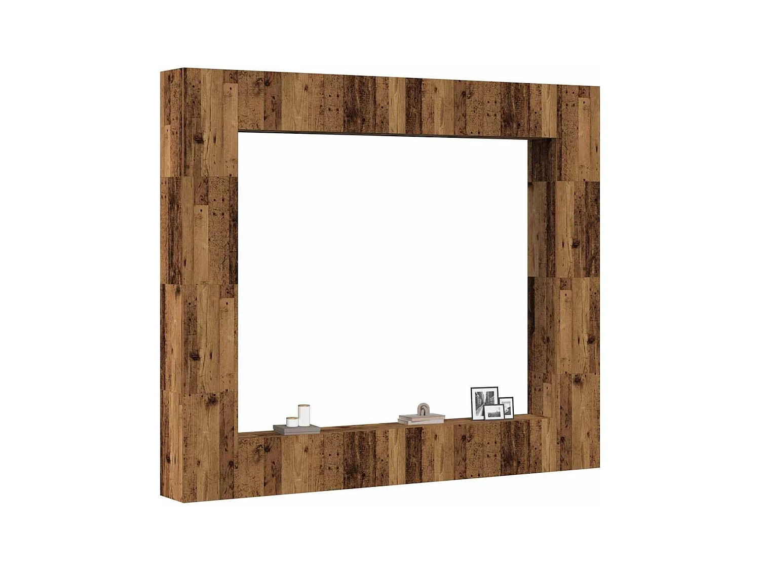 Conjunto de mueble de TV 8 piezas montado la pared madera vieja