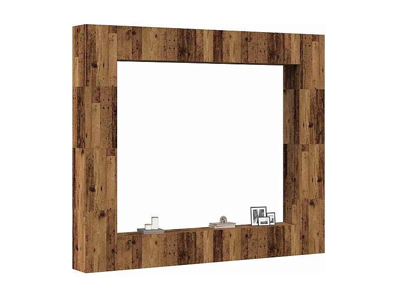 8-delig Tv-meubelset wandmontage bewerkt hout oud houtkleurig