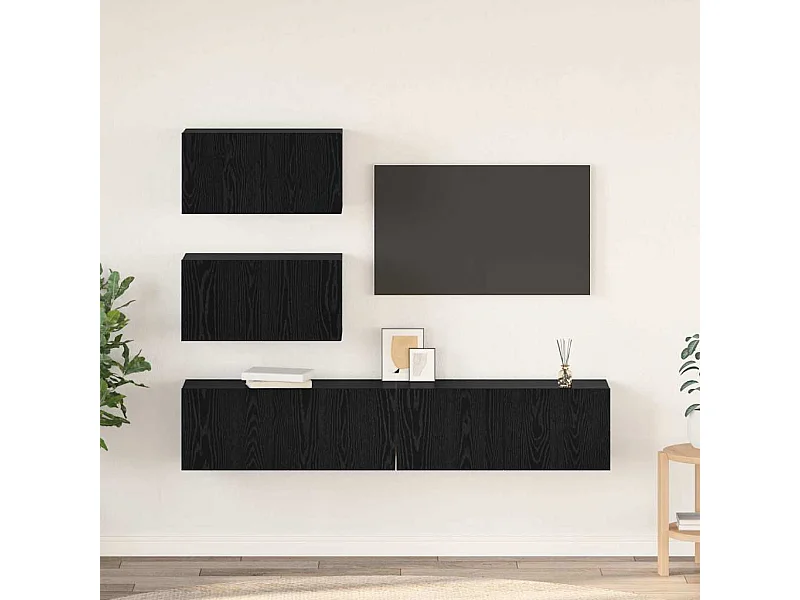 Ensemble meuble TV 4 pièces Chêne noir 80 x 30 x 30 cm