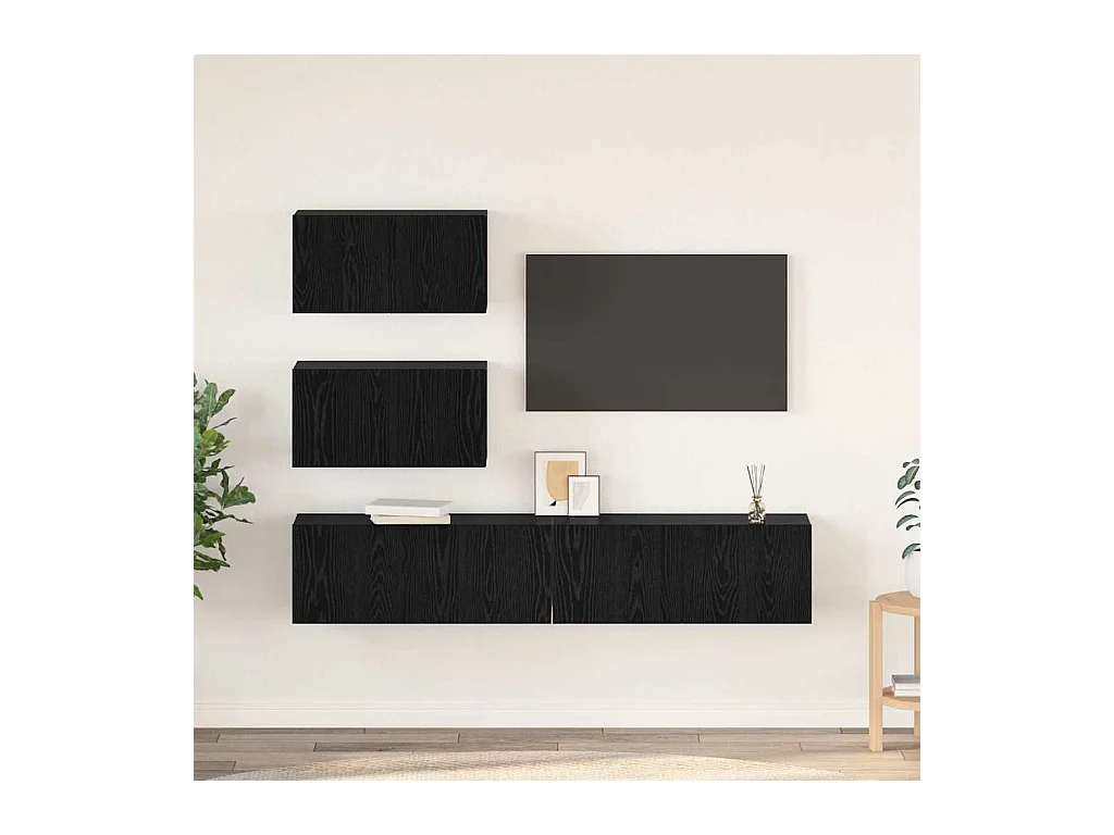 Ensemble meuble TV 4 pièces Chêne noir 80 x 30 x 30 cm