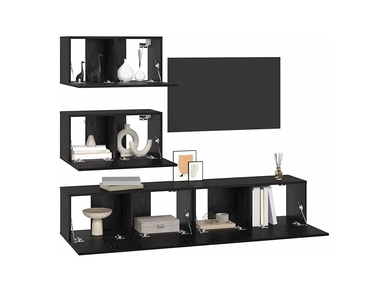 Ensemble meuble TV 4 pièces Chêne noir 80 x 30 x 30 cm