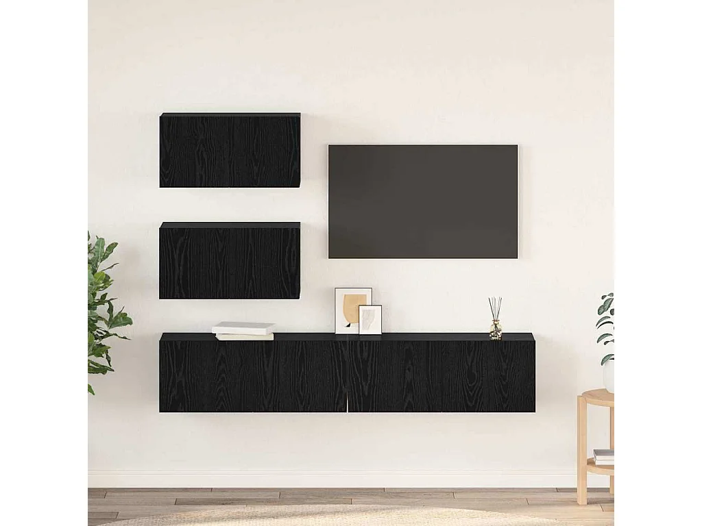 Ensemble meuble TV 4 pièces Chêne noir 80 x 30 x 30 cm