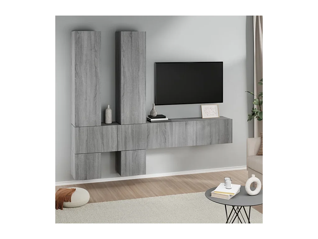 Meuble TV mural Sonoma gris Bois d'ingénierie