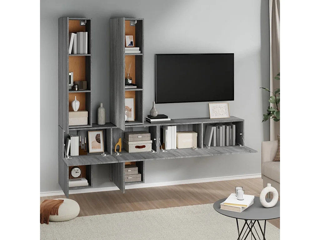 Meuble TV mural Sonoma gris Bois d'ingénierie