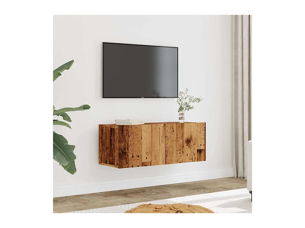 Muebles para TV de pared 2 uds madera envejecida 80x30x30 cm