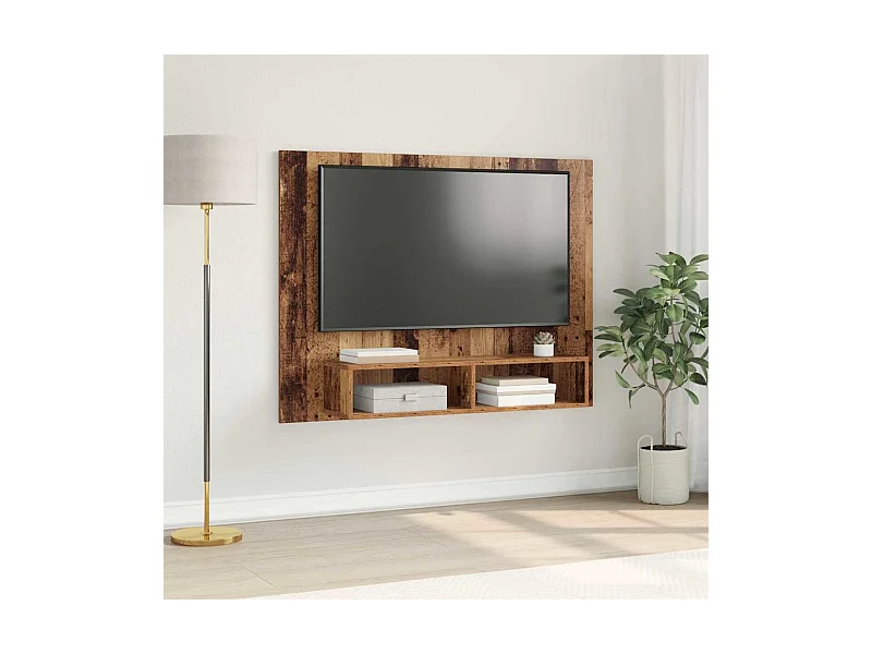 Meuble TV mural Bois ancien 120 x 23.5 x 90 cm