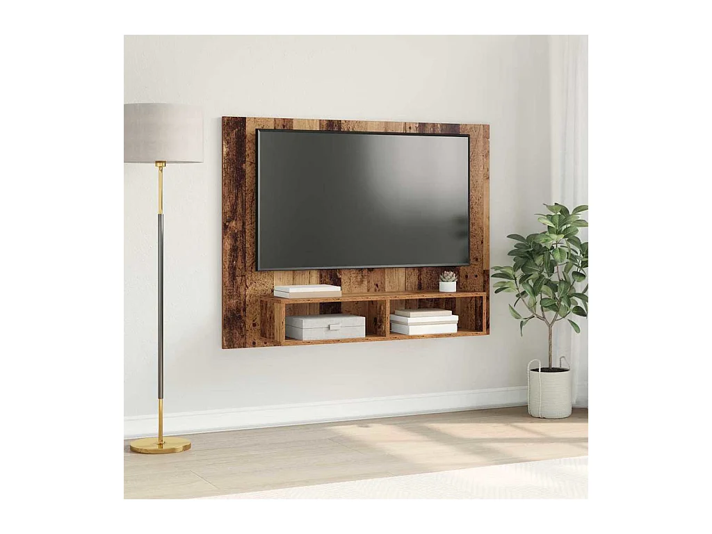 Meuble TV mural Bois ancien 120 x 23.5 x 90 cm