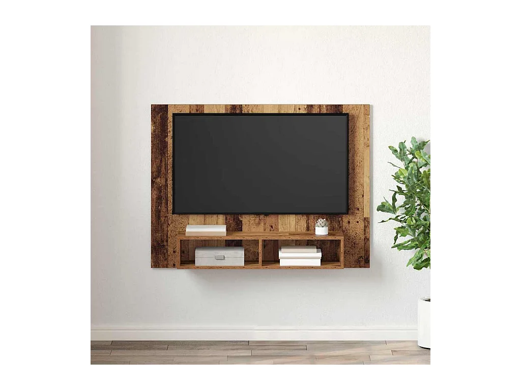 Meuble TV mural Bois ancien 120 x 23.5 x 90 cm
