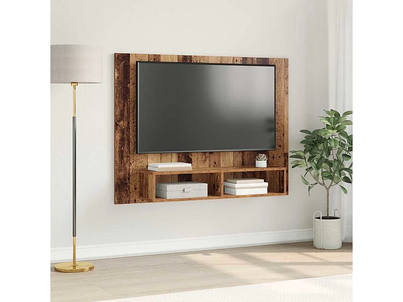 Wand TV Kast Oud hout 120 x 23.5 x 90 cm Bewerkt hout