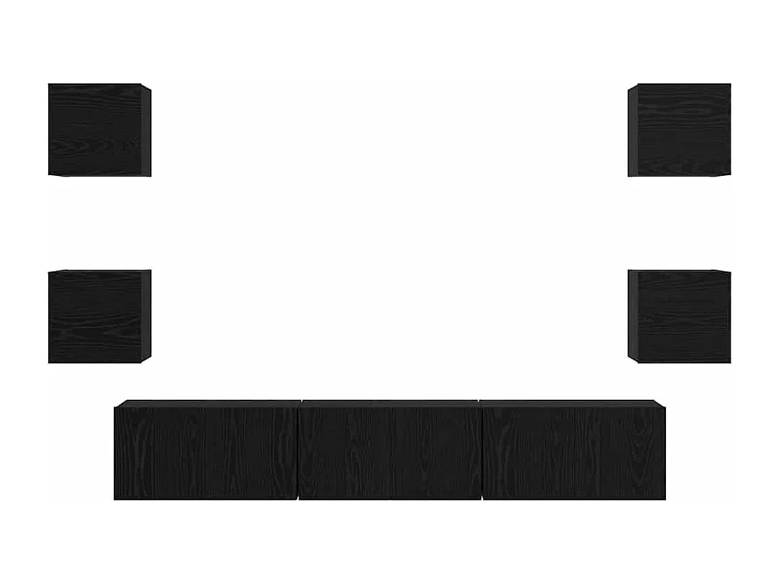 Conjunto de mueble de TV Montaje en la pared 7 pcs Roble negro