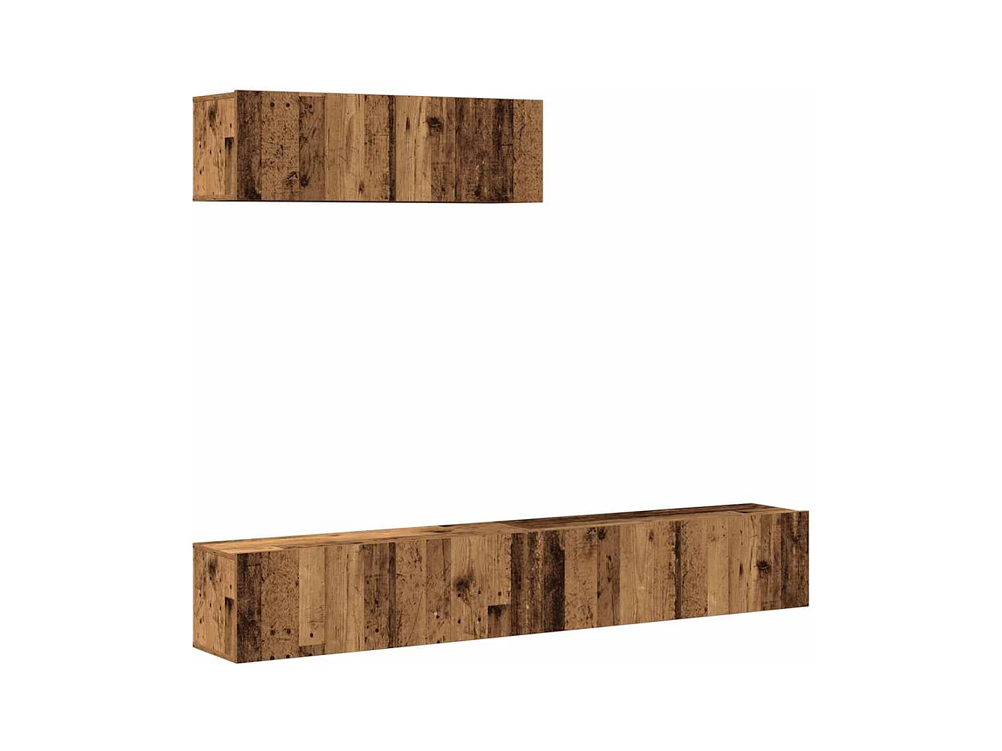 Ensemble de meuble TV mural 3 pièces vieux bois bois d'ingénierie