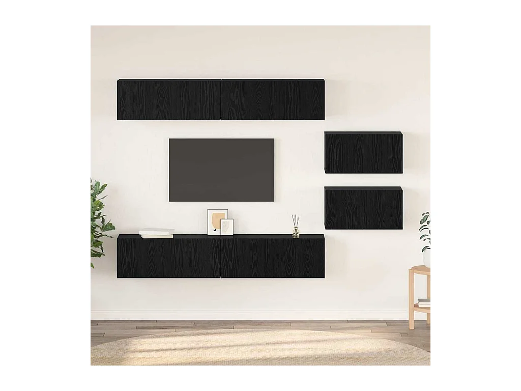 Ensemble meuble TV 6 pièces Chêne noir 80 x 30 x 30.5 cm Petite