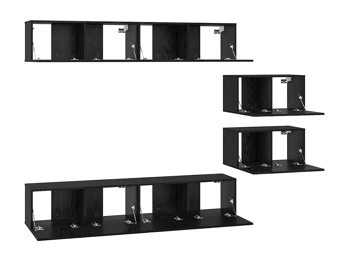 Ensemble meuble TV 6 pièces Chêne noir 80 x 30 x 30.5 cm Petite