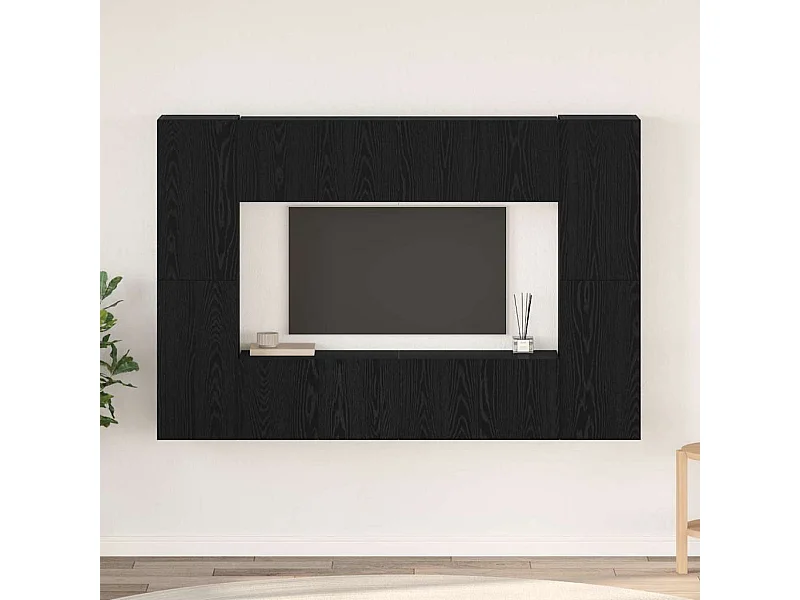 Ensemble meuble TV 8 pièces Chêne noir 60 x 30 x 30 cm