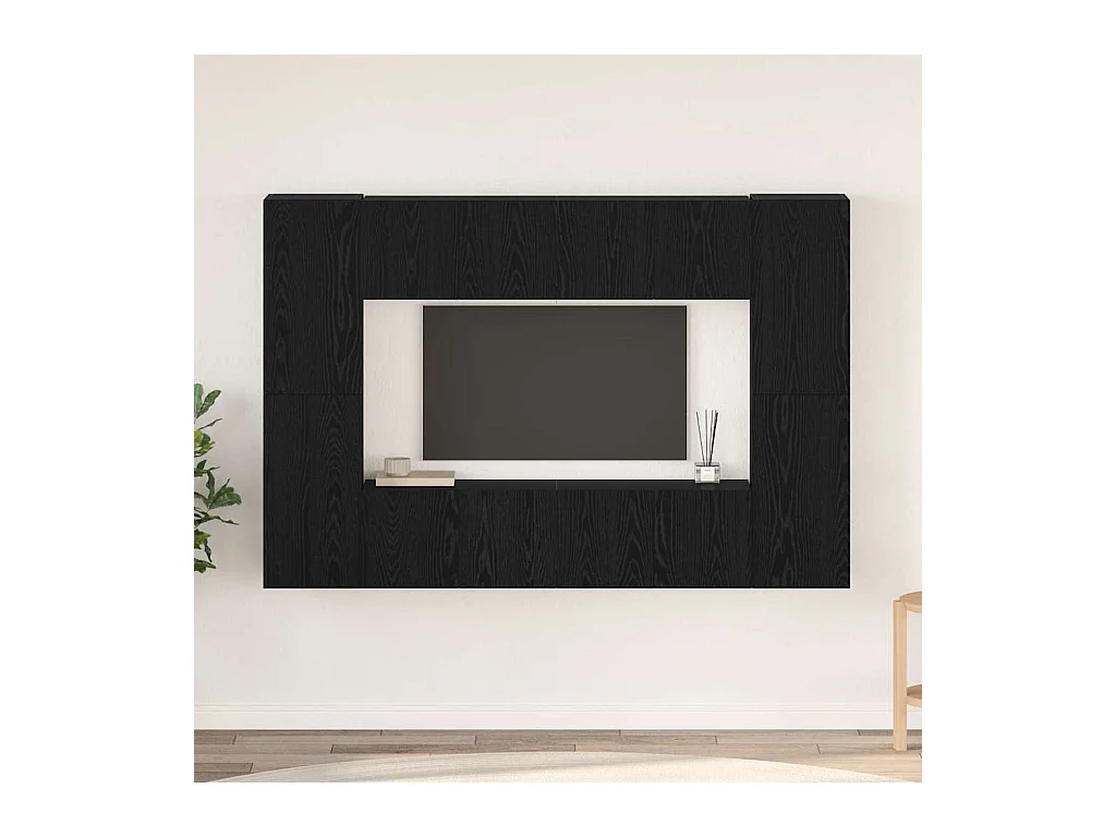 Ensemble meuble TV 8 pièces Chêne noir 60 x 30 x 30 cm