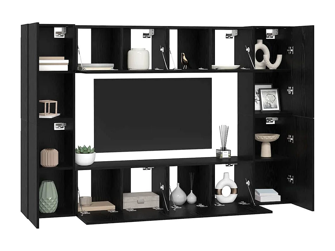 Ensemble meuble TV 8 pièces Chêne noir 60 x 30 x 30 cm