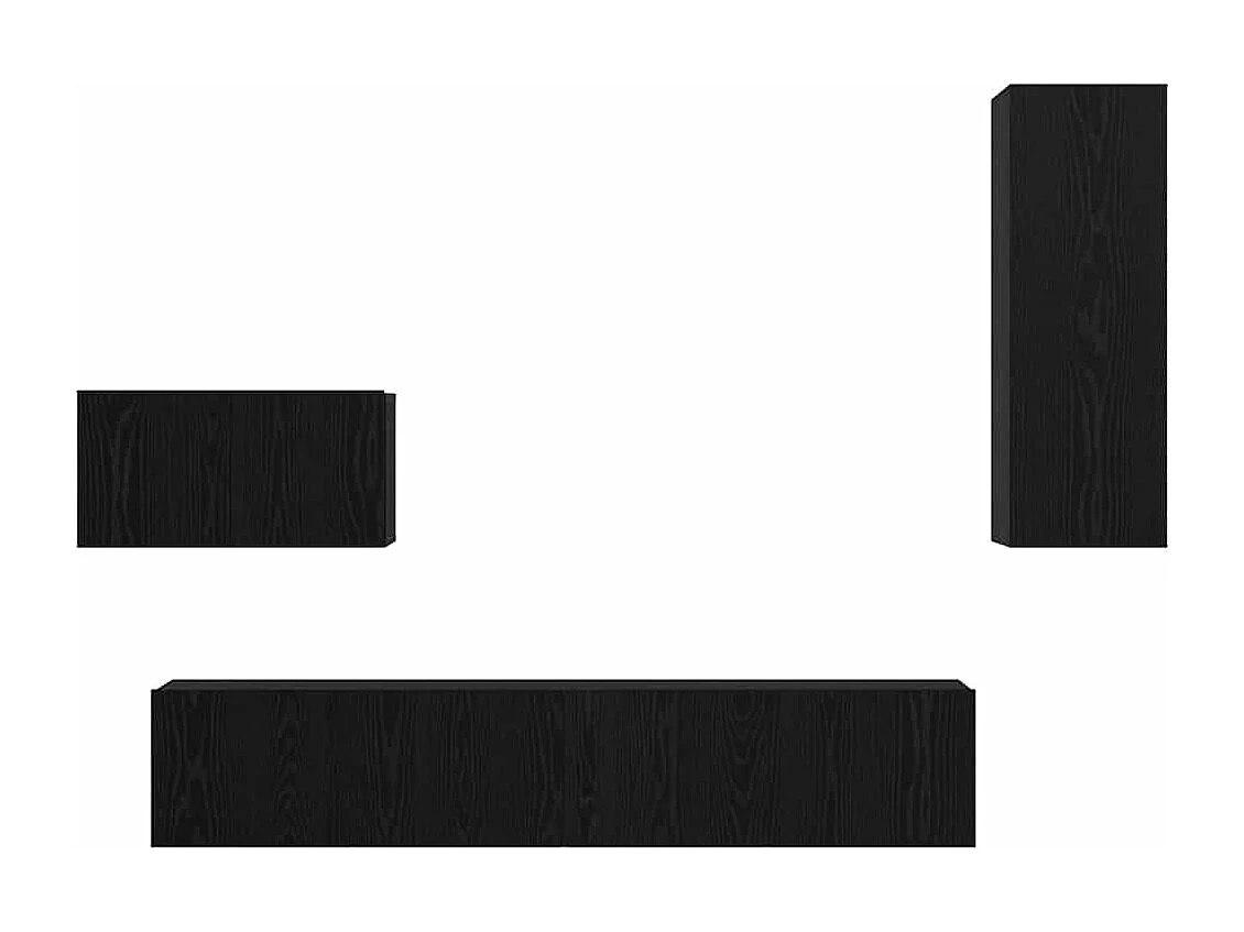 Meuble TV mural Montage mural 4 pièces Chêne noir 200 x 30 x 30 cm