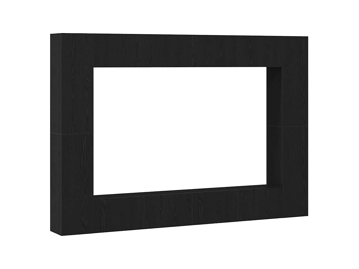 Kit de meubles TV mural 8 pièces en bois noir imitation chêne