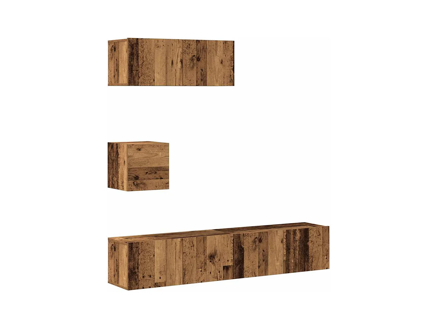 Ensemble de meuble TV mural 4 pièces vieux bois bois d'ingénierie