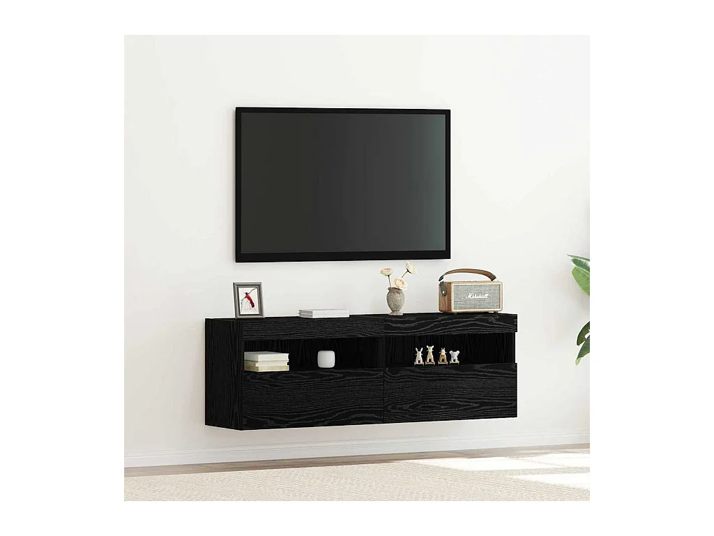 Meuble TV mural Chêne noir 60 x 30 x 40 cm Bois d'ingénierie