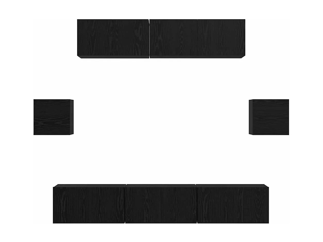 Conjunto de mueble de TV 7 pcs Roble negro 80 x 30 x 30 cm