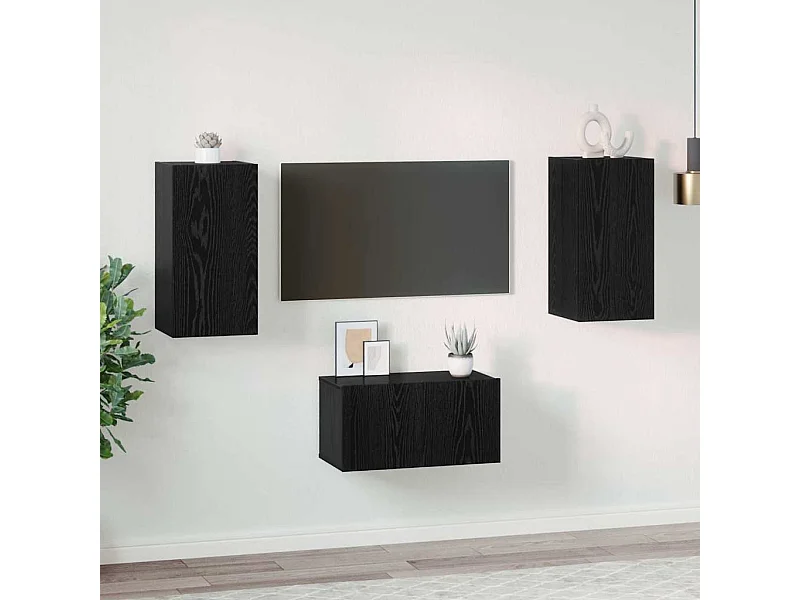 Ensemble meuble TV 3 pièces Chêne noir 60 x 30 x 30 cm