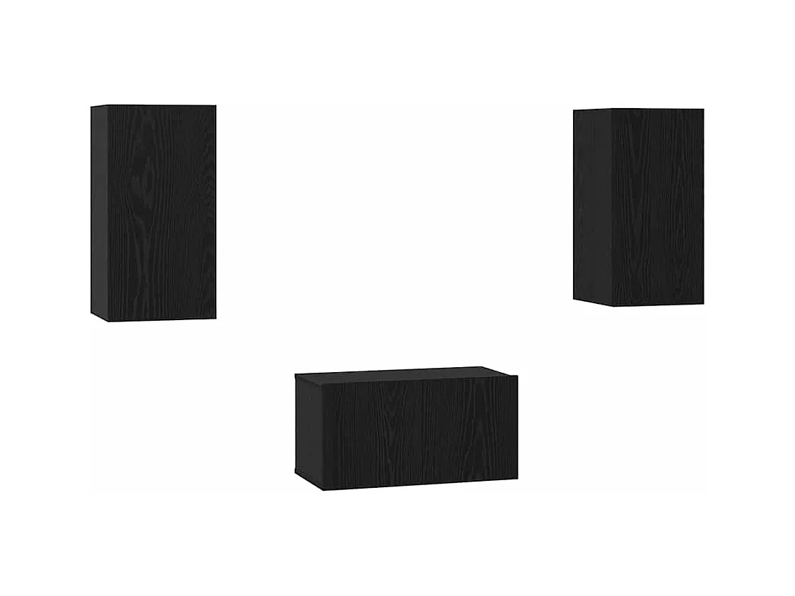 Ensemble meuble TV 3 pièces Chêne noir 60 x 30 x 30 cm