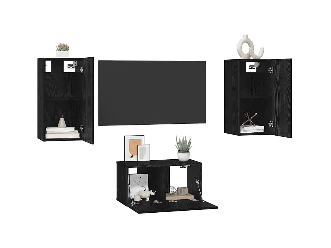 Ensemble meuble TV 3 pièces Chêne noir 60 x 30 x 30 cm
