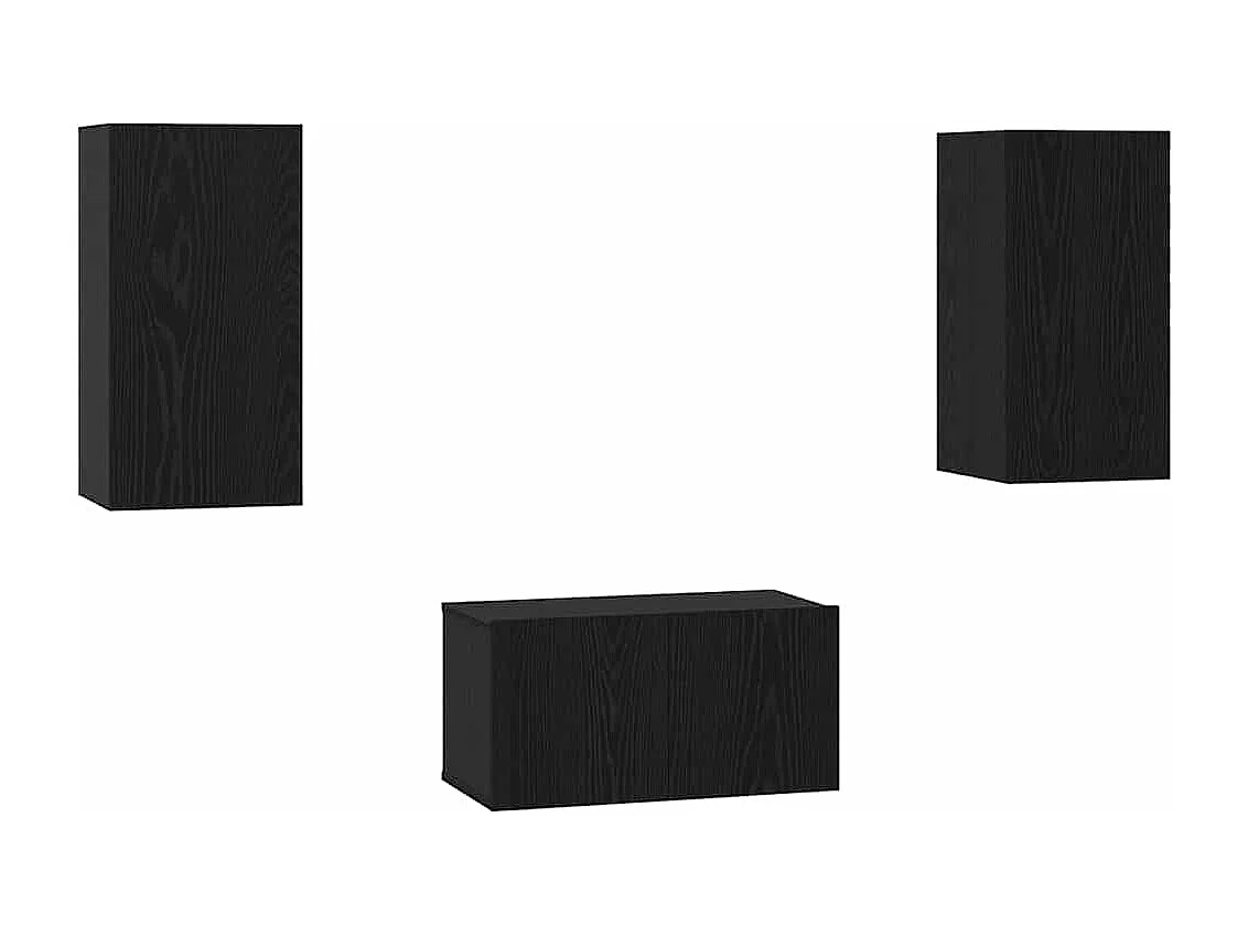 Ensemble meuble TV 3 pièces Chêne noir 60 x 30 x 30 cm