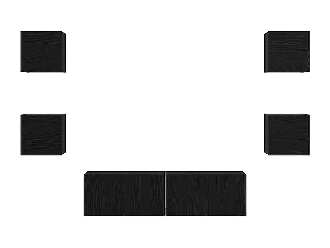 Conjunto de mueble de TV Montaje en la pared 6 pcs Roble negro