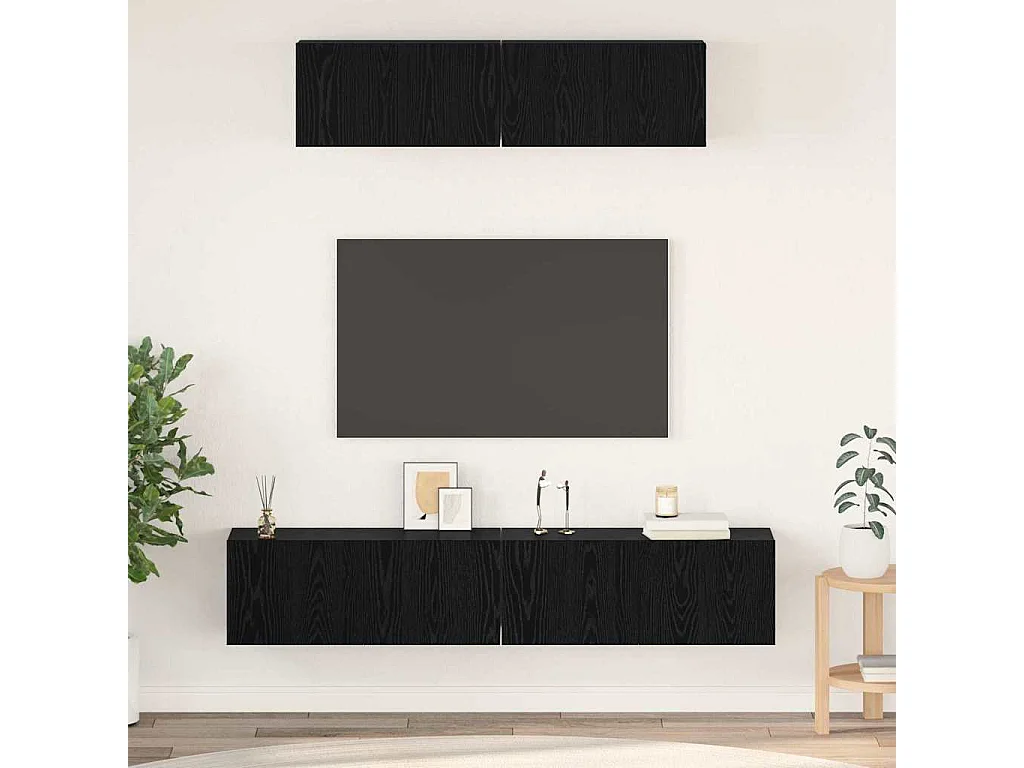 Meuble TV mural 4 pièces Chêne noir Petite 80 x 30 x 30.5 cm