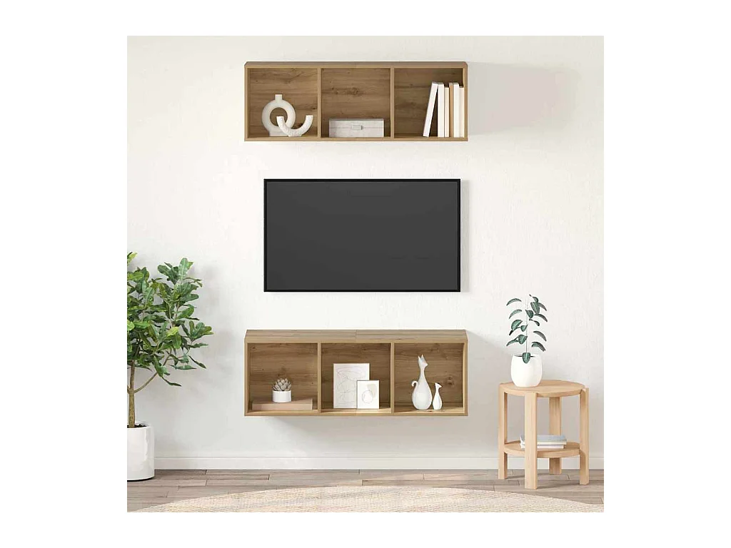 Meubles TV muraux 2 pièces chêne artisanal 37 x 37 x 107 cm
