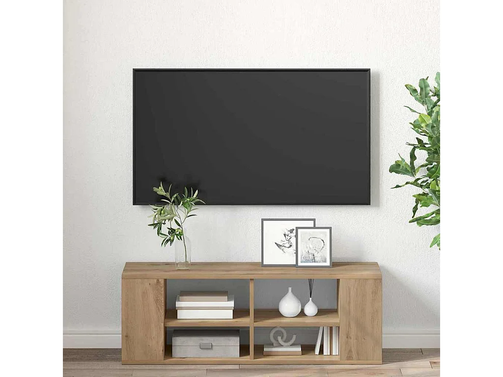 Meuble TV mural Montage mural chêne artisanal 102 x 35 x 35 cm