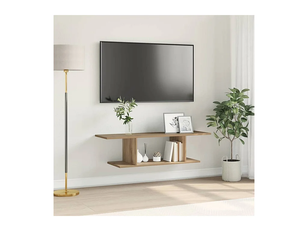 Wand TV Kast artisanaal eikenkleurig 102 x 35 x 35 cm