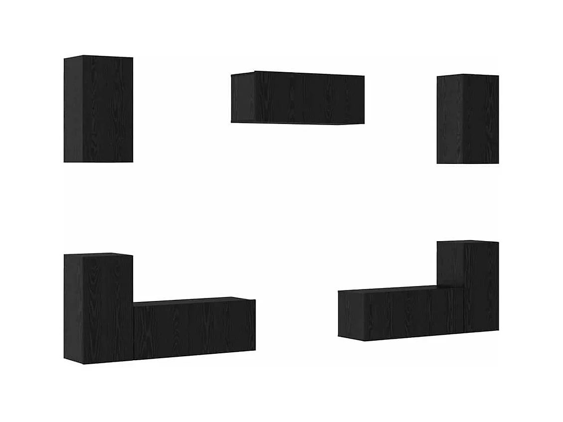 Conjunto de móvel de TV 7 peças Carvalho preto 80 x 30 x 30 cm