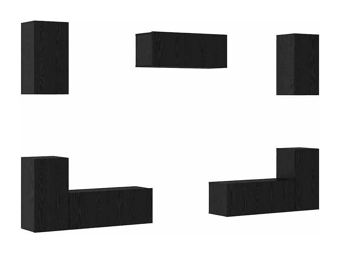 Conjunto de mueble de TV 7 pcs Roble negro 80 x 30 x 30 cm