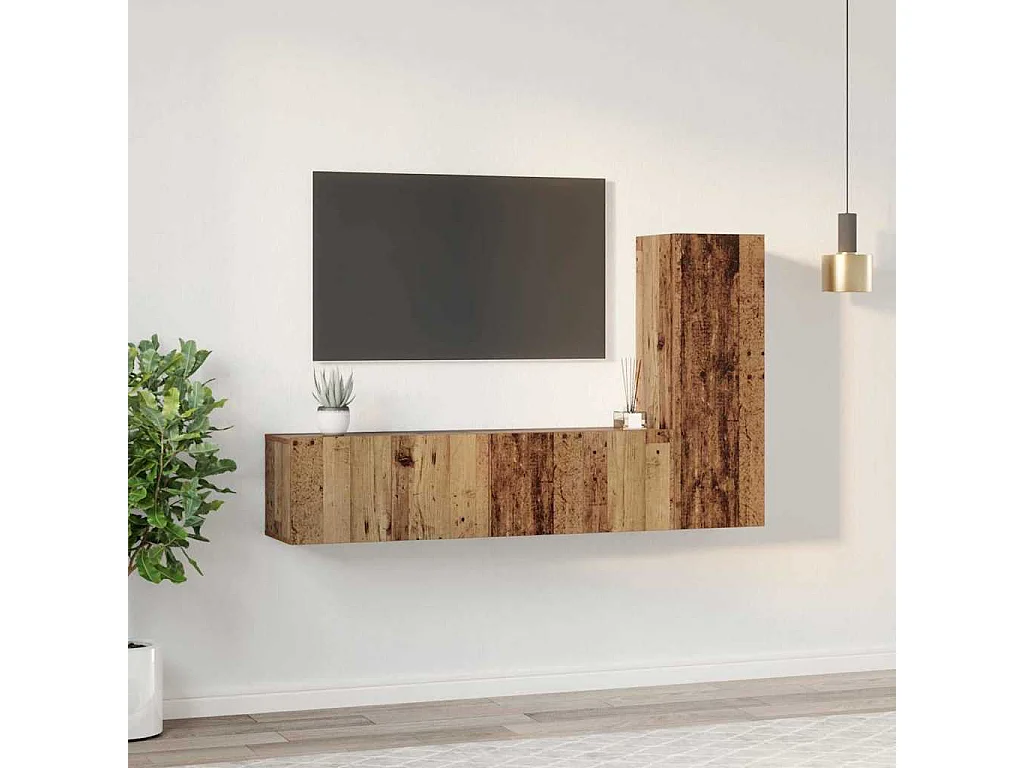 Ensemble meuble TV 3 pièces Bois ancien 60 x 30 x 30 cm